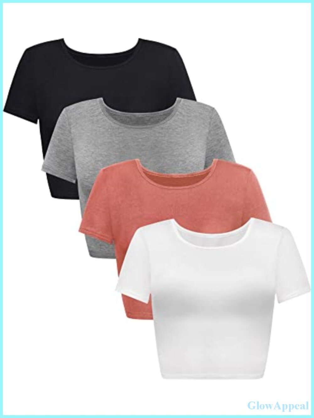 4 Pack Women's Crop Tops Short Sleeve Slim Fit Rayon Spandex Workout Tees